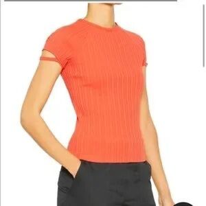 Helmut Lang Vibrant Orange Ribbed Tee